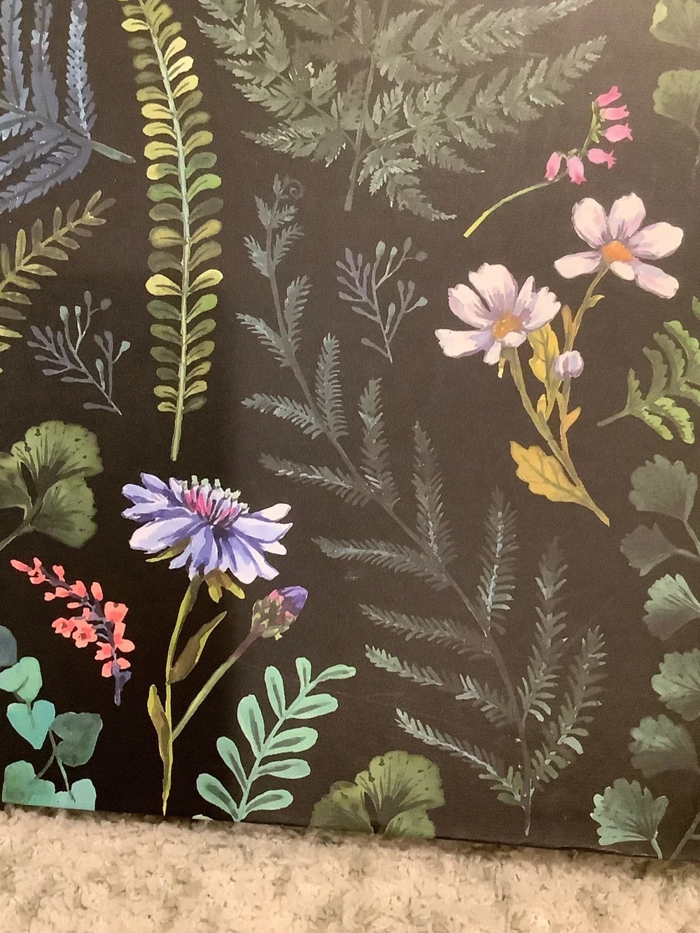 Clementine Paper Co Floral Notes Padfolio Black w Green Botanical Accents NWT